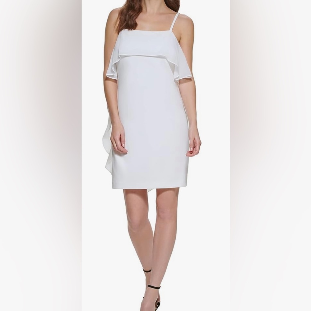 DKNY NWT sz 16 Women’s Sleeveless Square Neck Ruffle Midi  Dress